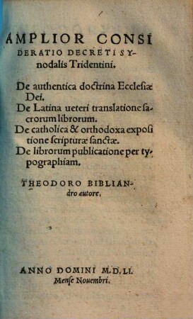 Amplior consideratio decreti synodalis Tridentini