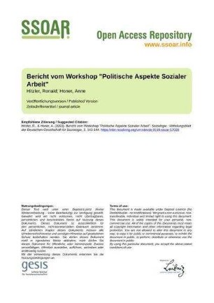 Bericht vom Workshop "Politische Aspekte Sozialer Arbeit"