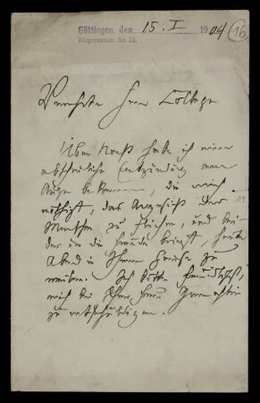 Nr. 16 Brief von Max Lehmann an Edward Schröder. Göttingen, 15.1.1904