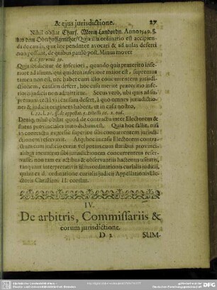 IV. De arbitris, Commissariis & eorum jurisdictione