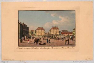 Blick vom Pirnaischen Platz in Dresden in die Landhausstraße auf zwei Palais von Thormeyer (vormalige Stelle des Pirnaischen Tores), links die ***apotheke