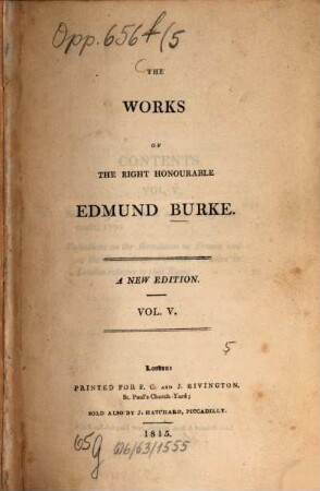 The works of the Right Honourable Edmund Burke. 5. (1815). - 438 S.