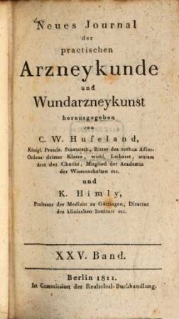 Journal der practischen Heilkunde. 32, 32 = Bd. 25. 1811