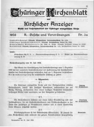 Nr. 3a : 29. Juli 1926