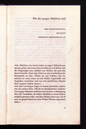 Wie die jungen Mädchen sind
