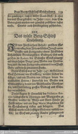 XXX. Das wüste Berg-Schloß Erichsburg