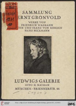 Sammlung Bernt Grönvold : Werke von Friedrich Wasmann, Martin und Franz von Rohden, Hans Beckmann