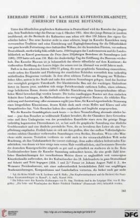Das Kasseler Kupferstichkabinett (Übersicht über seine Bestände)