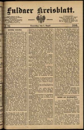 Ausgabe vom Donnerstag, den 05. August 1886.