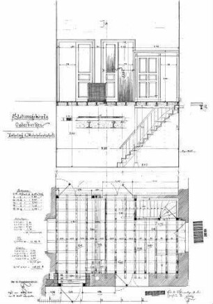 Osterburken: Empfangsgebäude Aufnahmegebäude Betonboden mit Schienen,Türen,Treppe