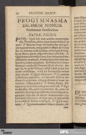 Progymnasma Decimum Nonum. Proborum familiaritas.