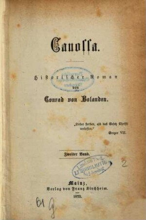 Canossa : Historischer Roman, 2