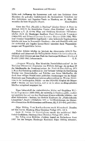 Ribhegge, Wilhelm :: August Winning, eine historische Persönlichkeitsanalyse, (Schriftenreihe des Forschungsinstituts der Friedrich-Ebert-Stiftung, 99) : Bonn-Bad Godesberg, 1973