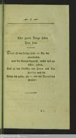 Aller guten Dinge sollen Drei seyn
