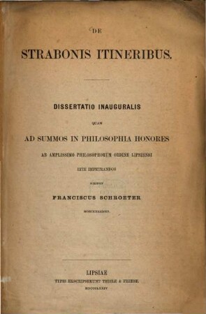 De Strabonis itineribus : Dissertatio inauguralis