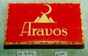 Pappschachtel für 25 Stück Zigaretten "Aravos"