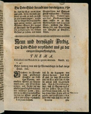 737-754, Neun und dreyßigste Predig. Die Todt-Sünd verpfändet uns zu der ewigen Unglückseeligkeit