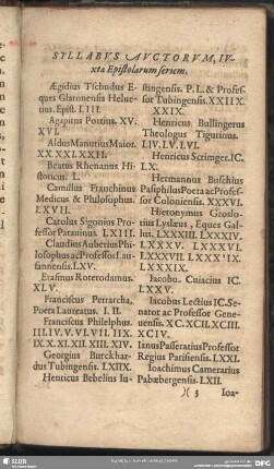 Syllabus Auctorum, Iuxta Epistolarum seriem