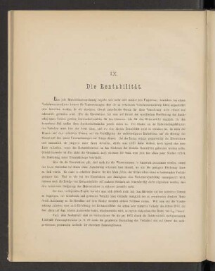 IX. Die Rentabilität.