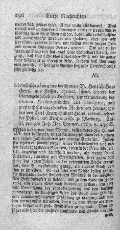 Lebensbeschreibung des berühmten D. Henrich Horchens, aus Hessen.