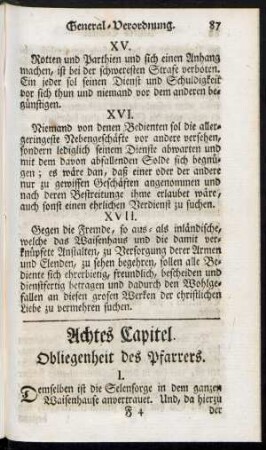 Achtes Capitel. Obliegenheit des Pfarrers