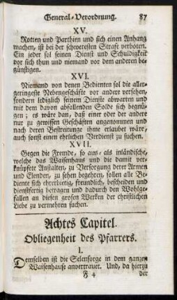 Achtes Capitel. Obliegenheit des Pfarrers