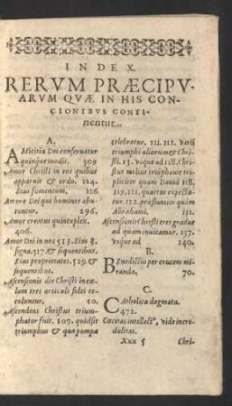 Index Rerum Praecipuarum Quae In His Concionibus Continentur.