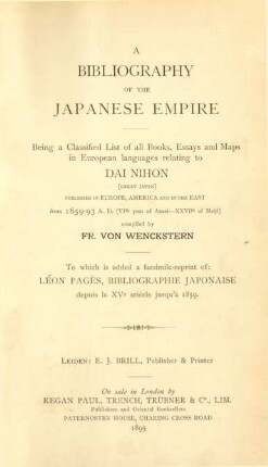[Vol. 1]: From 1859-93 A.D. [VIth year of Ansei - XXVIth of Meiji]