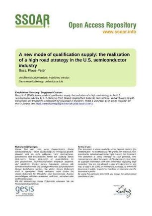 A new mode of qualification supply: the realization of a high road strategy in the U.S. semiconductor industry