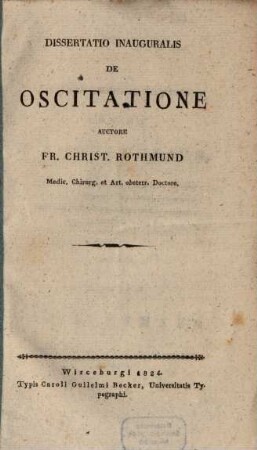 Diss. inaug. de oscitatione