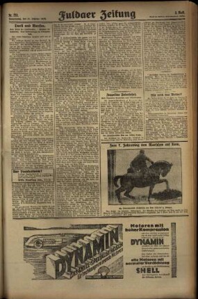 Dritte Ausgabe vom Donnerstag, den 31. Oktober 1929.