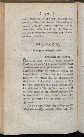 Achtzehnter Brief. Clarissa an Fräulein Howe. - Zwanzigster Brief. Clarissa an Fräulein Howe.
