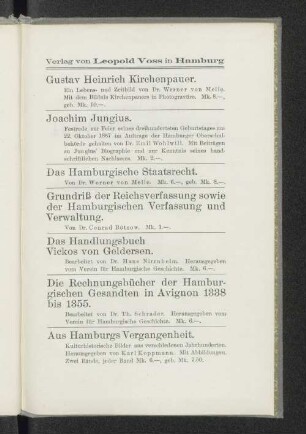 Verlag von Leopold Voss in Hamburg