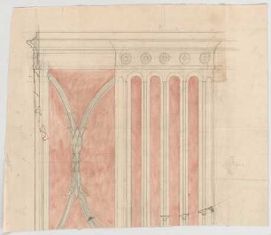 Thiersch, Friedrich von; Wiesbaden; Kurhaus - Säulenbasis in der Wandelhalle (Detail, Schnitt)