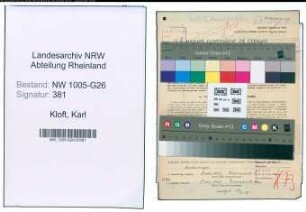 Entnazifizierung Karl Kloft , geb. 30.09.1899 (Steuerhelfer)