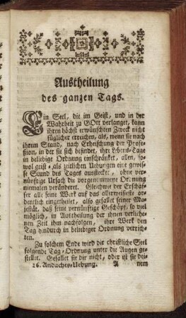 Austheilung des ganzen Tags.