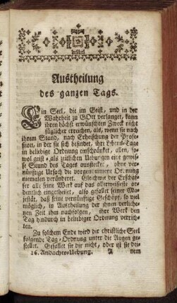 Austheilung des ganzen Tags.