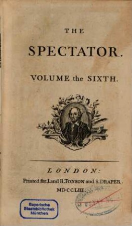 The spectator. 6, 6 = Nr. 395 - 473 = 3.6.1712 - 2.9.[1712] (1753)