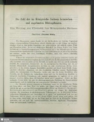 Die Zahl der im Königreiche Sachsen heimischen und angebauten Blütenpflanzen