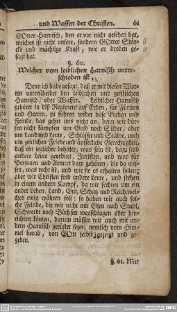 §. 60. Welcher vom leiblichen Harnisch unterschieden ist