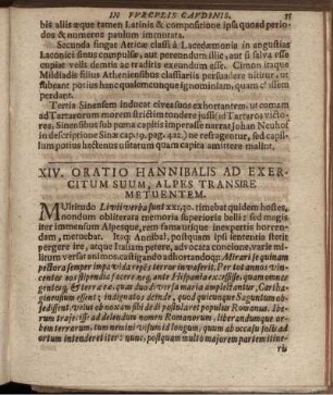 XIV. Oratio Hannibalis Ad Exercitum Suum, Alpes Transire Metuentem.
