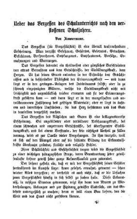 Ueber das Vergessen des Schulunterrichts nach den verflossenen Schuljahren