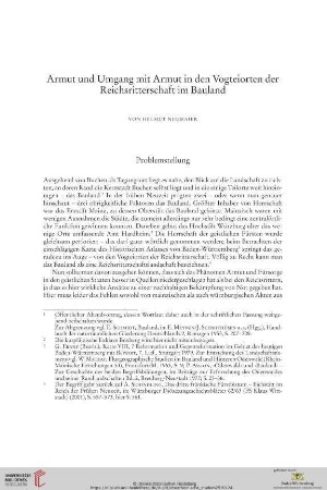 Armut und Umgang mit Armut in den Vogteiorten der Reichsritterschaft im Bauland