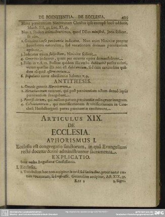 Articulus XIX. De Ecclesia