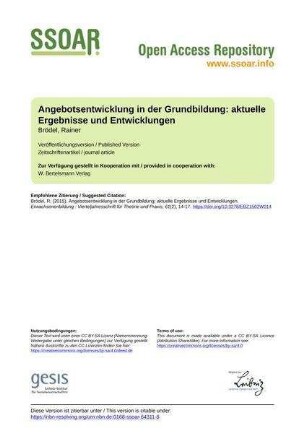 Angebotsentwicklung in der Grundbildung: aktuelle Ergebnisse und Entwicklungen