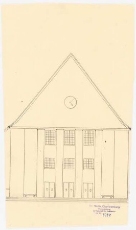 Öffentliches Gebäude (Schule, Museum) (?): Teilansicht mit Eingangsalternative