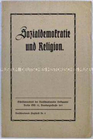 Flugschrift der Deutschnationalen Volkspartei gegen eine Trennung von Staat und Kirche