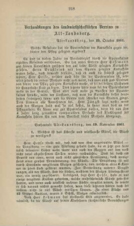 Verhandlungen des landwirthschaftlichen Vereins zu Alt-Landsberg.