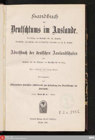 Handbuch des Deutschtums im Auslande