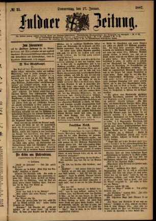 Ausgabe vom Donnerstag, den 27. Januar 1887.